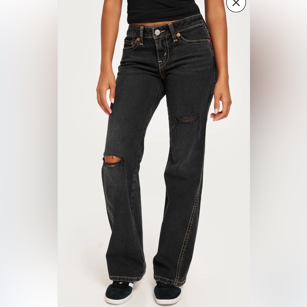 Levi’s Noughties Low Rise Bootcut Jeans Black Distressed Button Flap Pockets - Picture 2 of 15